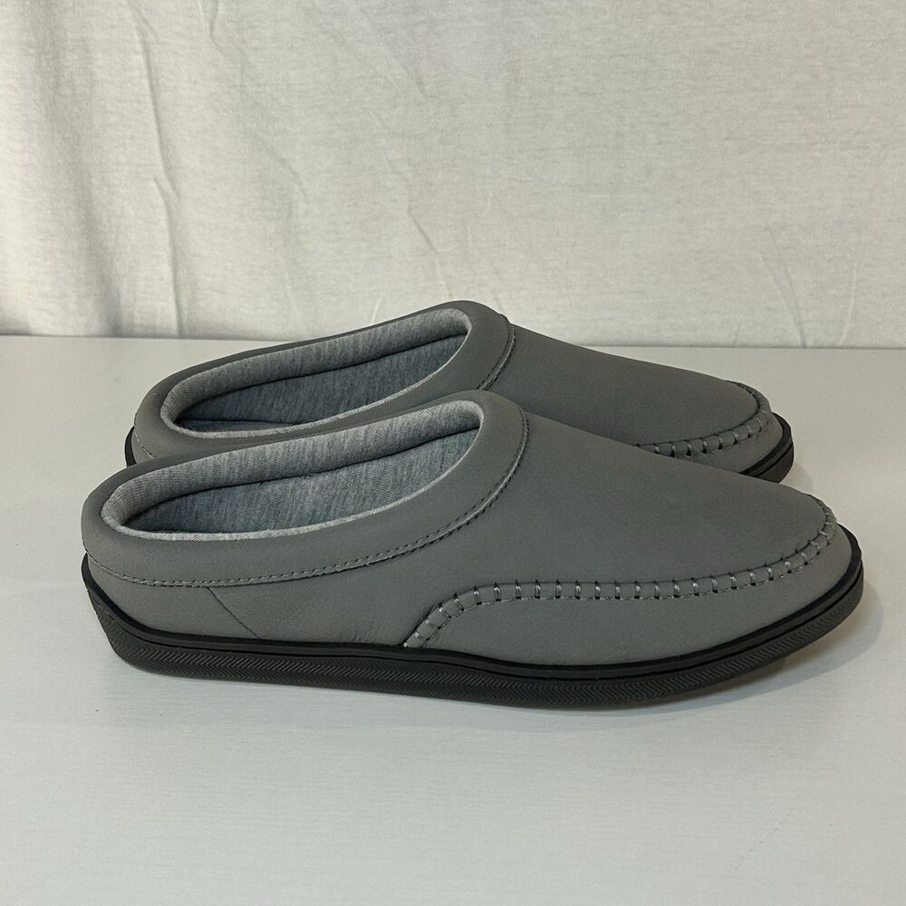 My Slippers Womens Sz 10 Gray Leather Slippers Cushioned Loafer By My Pillow